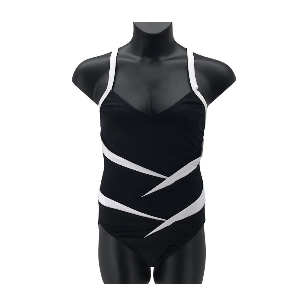 InstantFigure Compression Two-Tone Swimsuit Black - Regular